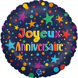 Ballon joyeux anniversaire multicolore 