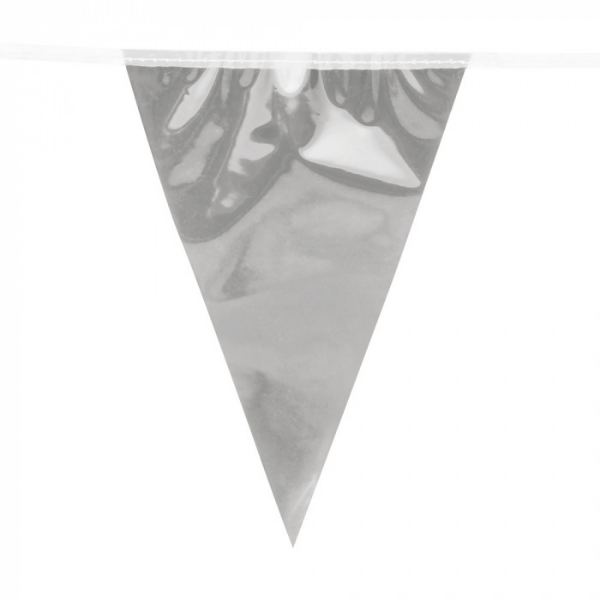 METALLIC SILVER PENNANT GARLAND 10M 