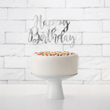 CAKE TOPPER HAPPY BIRTHDAY SILVER 22CM