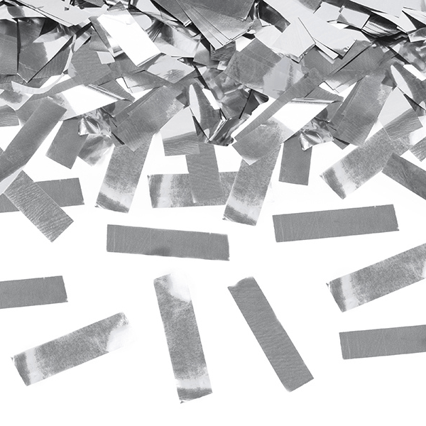 CONFETTI CANNON 40CM RECTANGLE SILVER