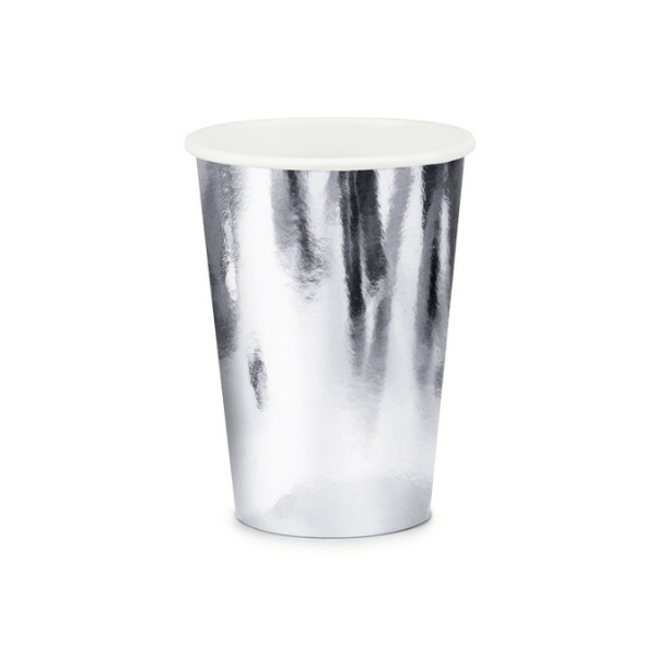 SET OF 6 SILVER CARDBOARD CUPS 23CL - A FESTIVE AND SUSTAINABLE TABLE DECOR