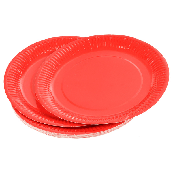 SET OF 20 SUSTAINABLE RED PAPER PLATES 18CM 