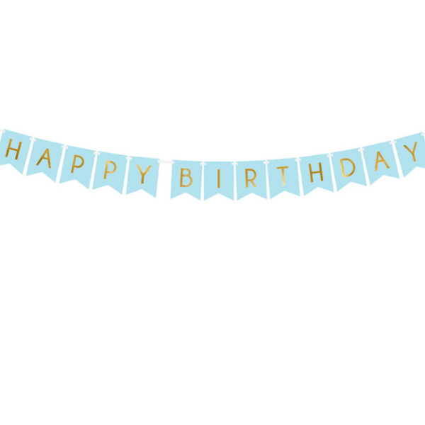 HAPPY BIRTHDAY BLUE CARDBOARD GARLAND 15 x 175CM