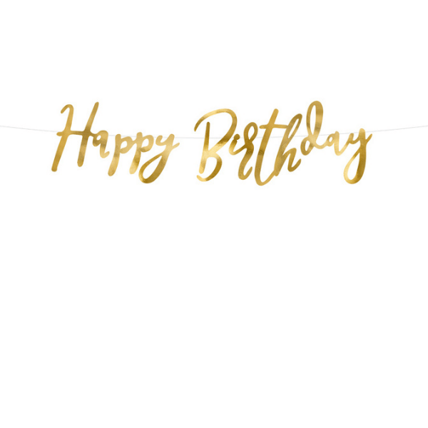 HAPPY BIRTHDAY GOLD CARDBOARD GARLAND 62CM