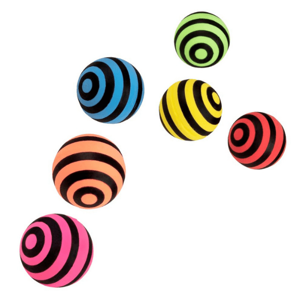 SET 6 STRIPED BOUNCING BALLS