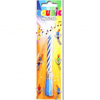BLUE MUSICAL CANDLE 12CM