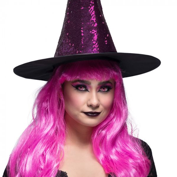 Lentilles Halloween roses pour sorcière, démon glam ou créature mystique